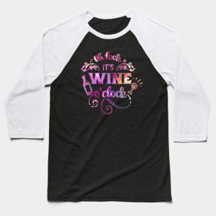 It's Wine O'clock Watercolor Text Baseball T-Shirt